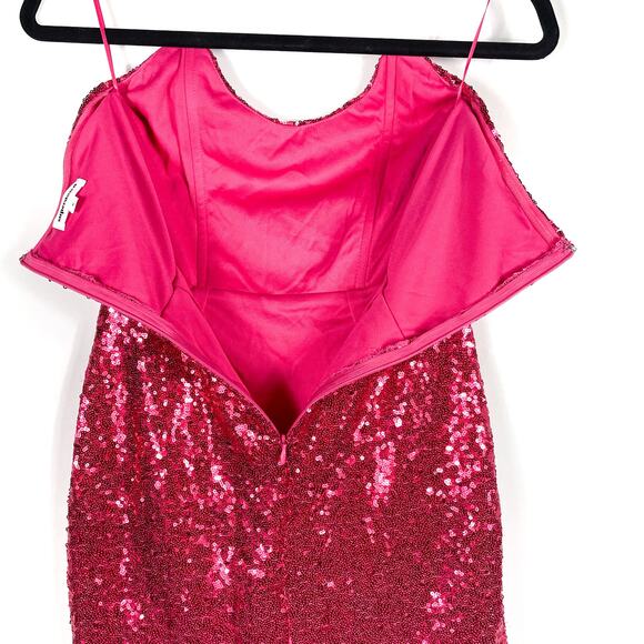 Superdown Stevie Sweetheart Mini Dress Strapless Fuchsia Pink Sequin Sz S - Picture 11 of 12
